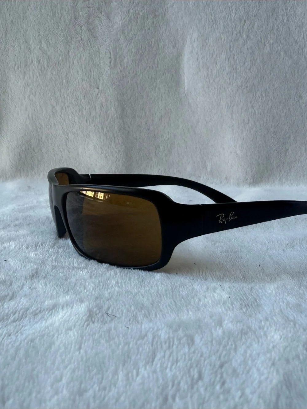Vintage Ray-Ban Sunglasses Black Wrap Frame Brown Lenses Unisex